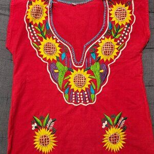Mexican Flower Shirt in Red